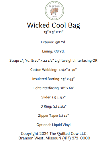 Wicked Cool Bag Quilted Cow Pattern