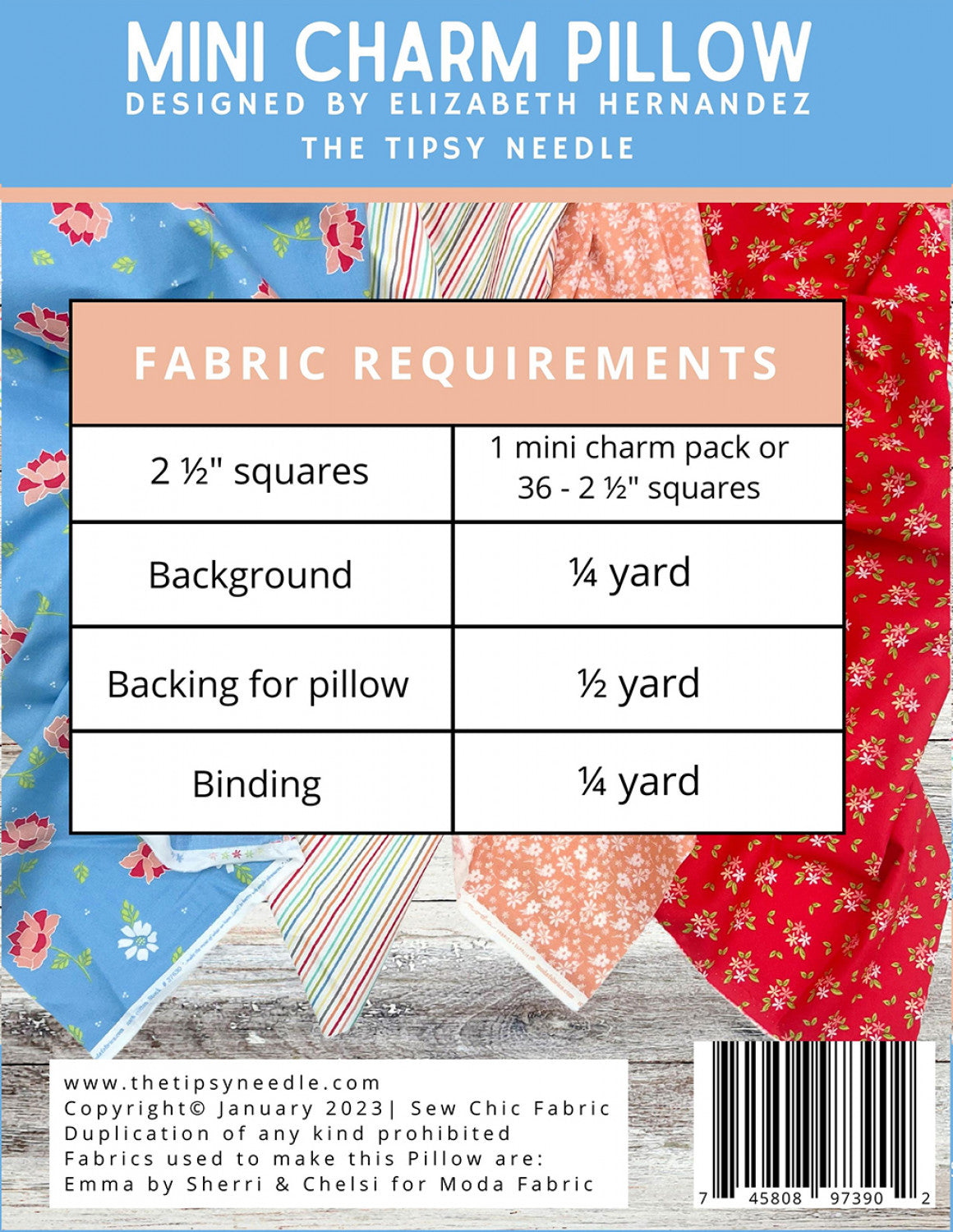 Shots - Mini Charm Pillow Pattern