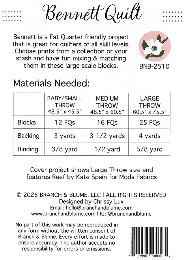 Bennett Quilt Pattern
