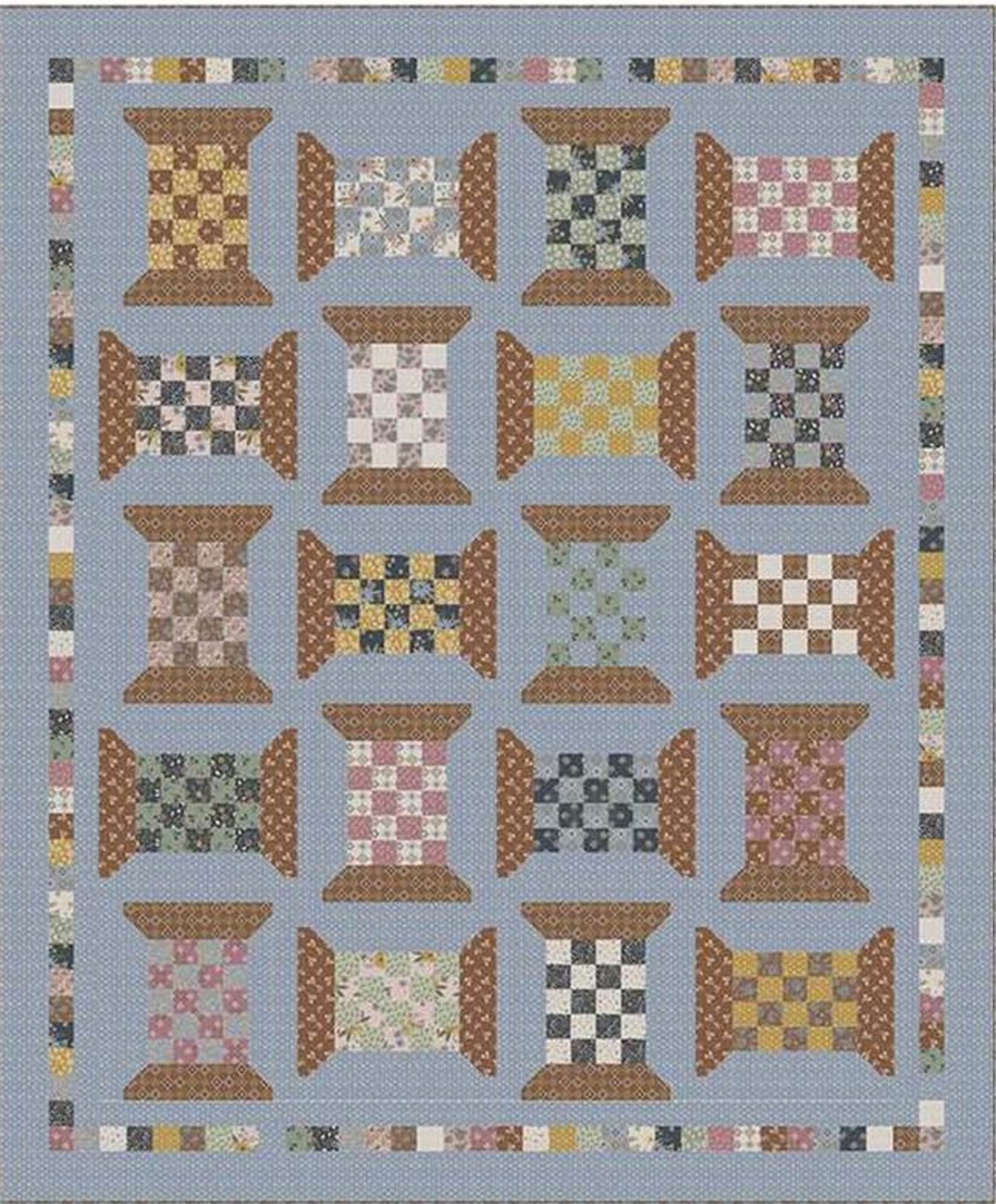 Honey Locust Checkered Spools Quilt Kit