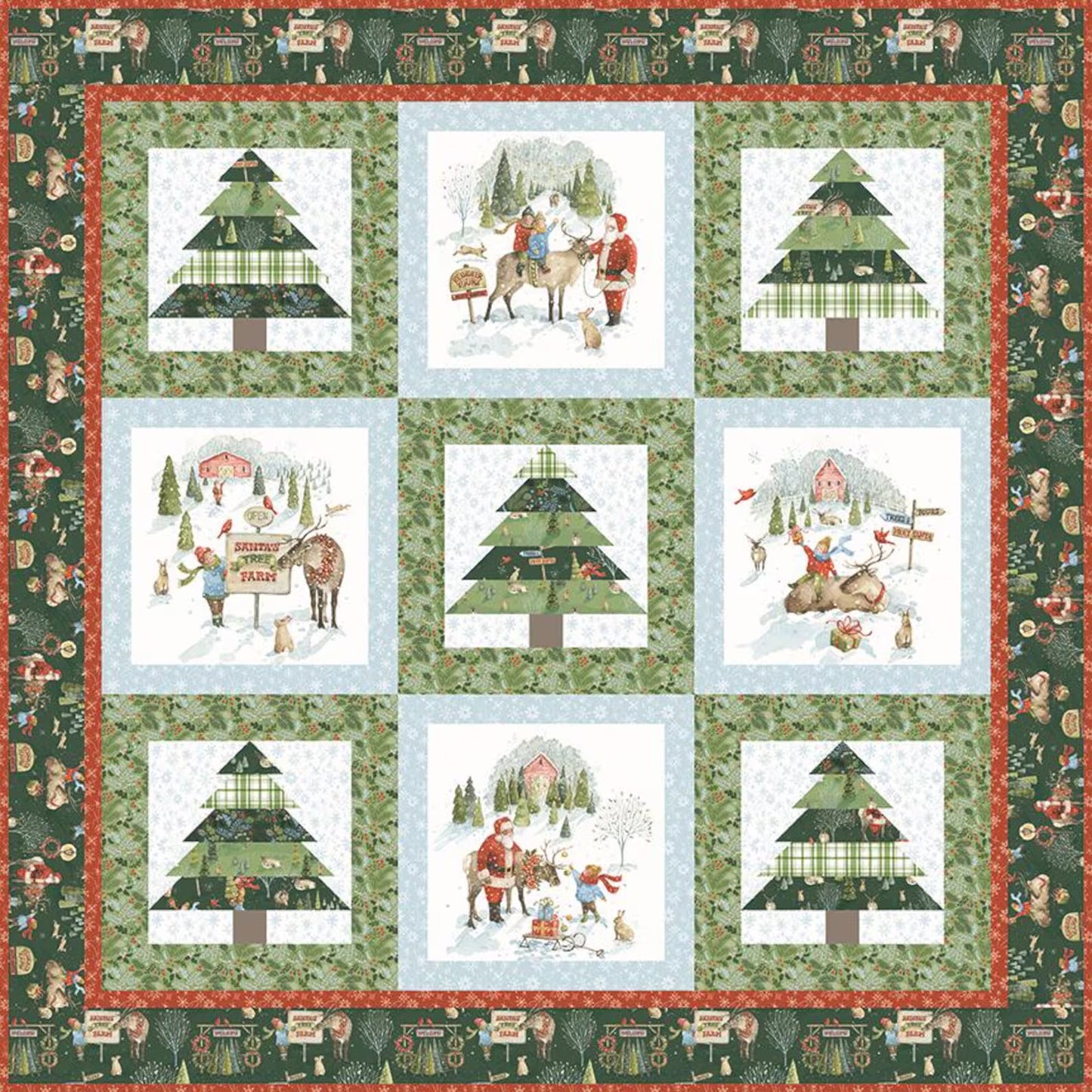 Santa's Tree Farm Panel Quilt