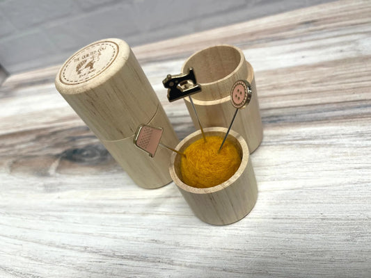 Quilted Cow-Wooden Pin Cushion Holder