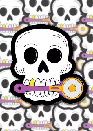 Skull with Rotary Cutter Stickers