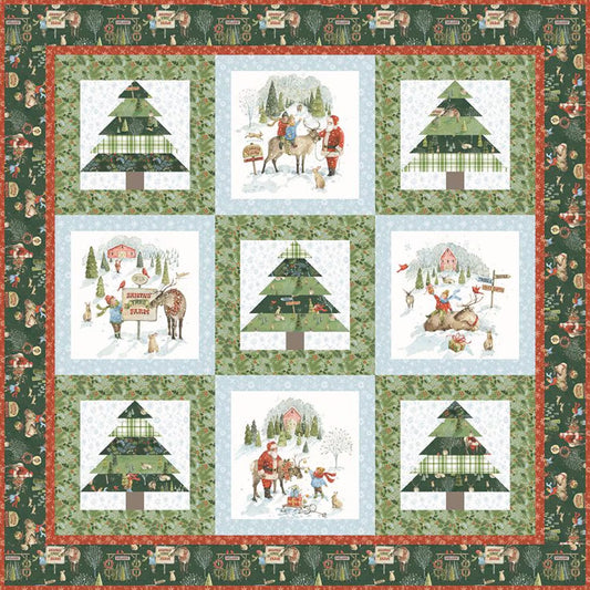 Santa's Tree Farm Panel Quilt